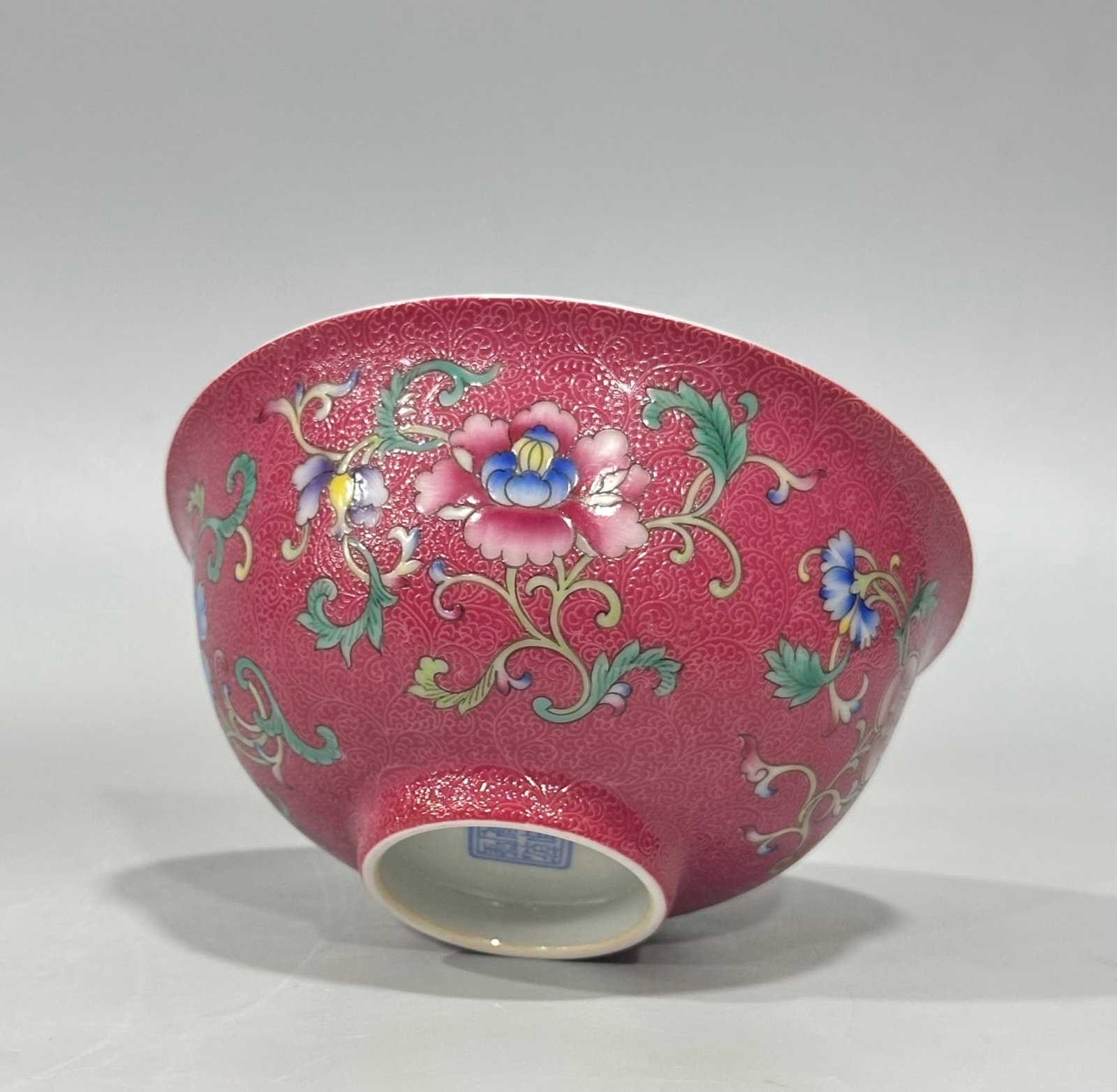 An Exquisite Ruby Red-Glazed Enamel Flower Pattern Bowl - 2