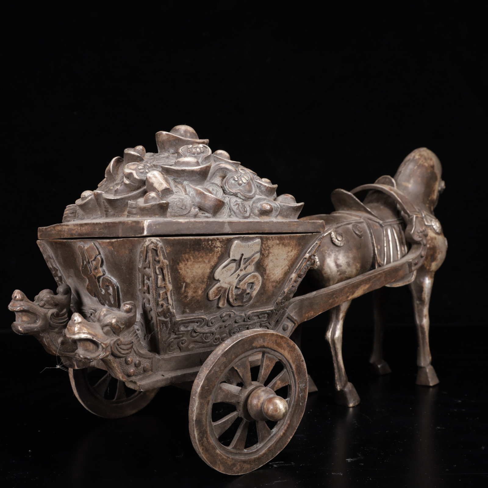 A Huge Silver-Plated Bronze Dragon Pattern Carriage - 8