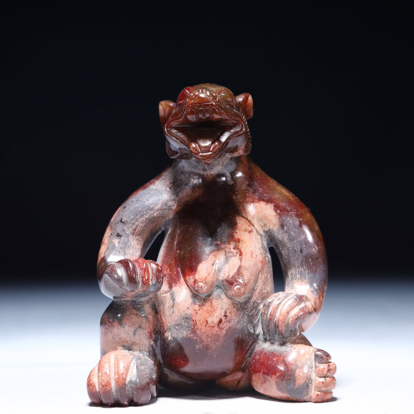 An Archaic Archaic Jade Beast Ornament: An Archaic Archaic Jade Beast Ornament,Ancient Time,China,Size:2.6inx1.4inx3.3in,Weight:250g 高古玉兽摆件,中国远古时期