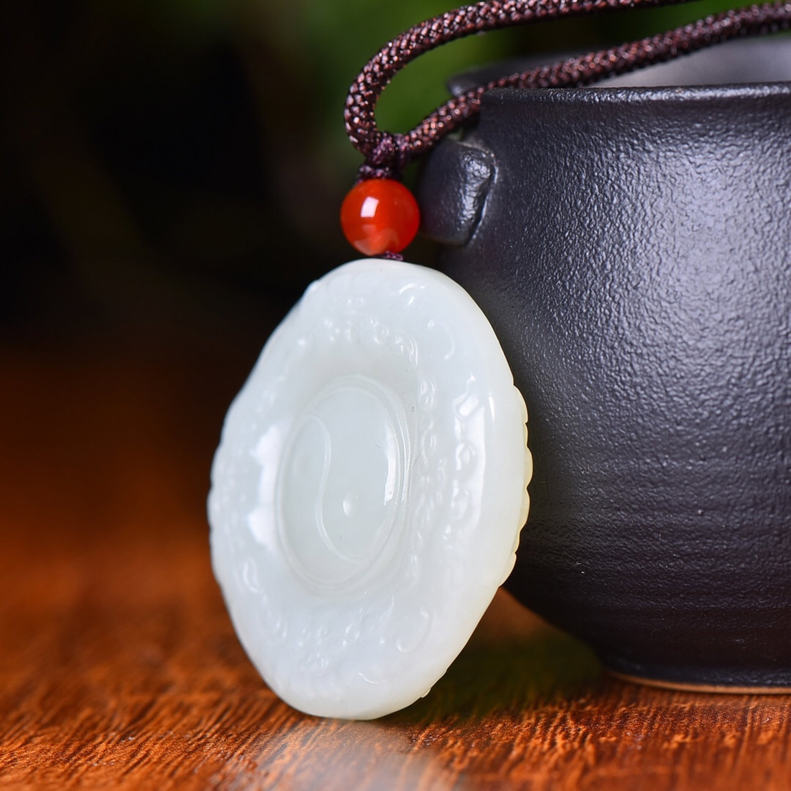 An Exquisite White Jade Trigram Pattern Pendant - 4