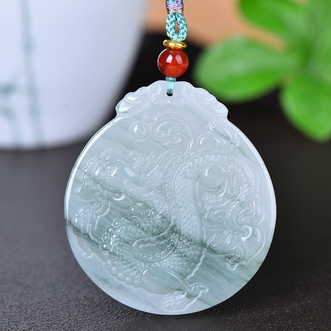 An Exquisite White Jade Dragon Pattern Pendant