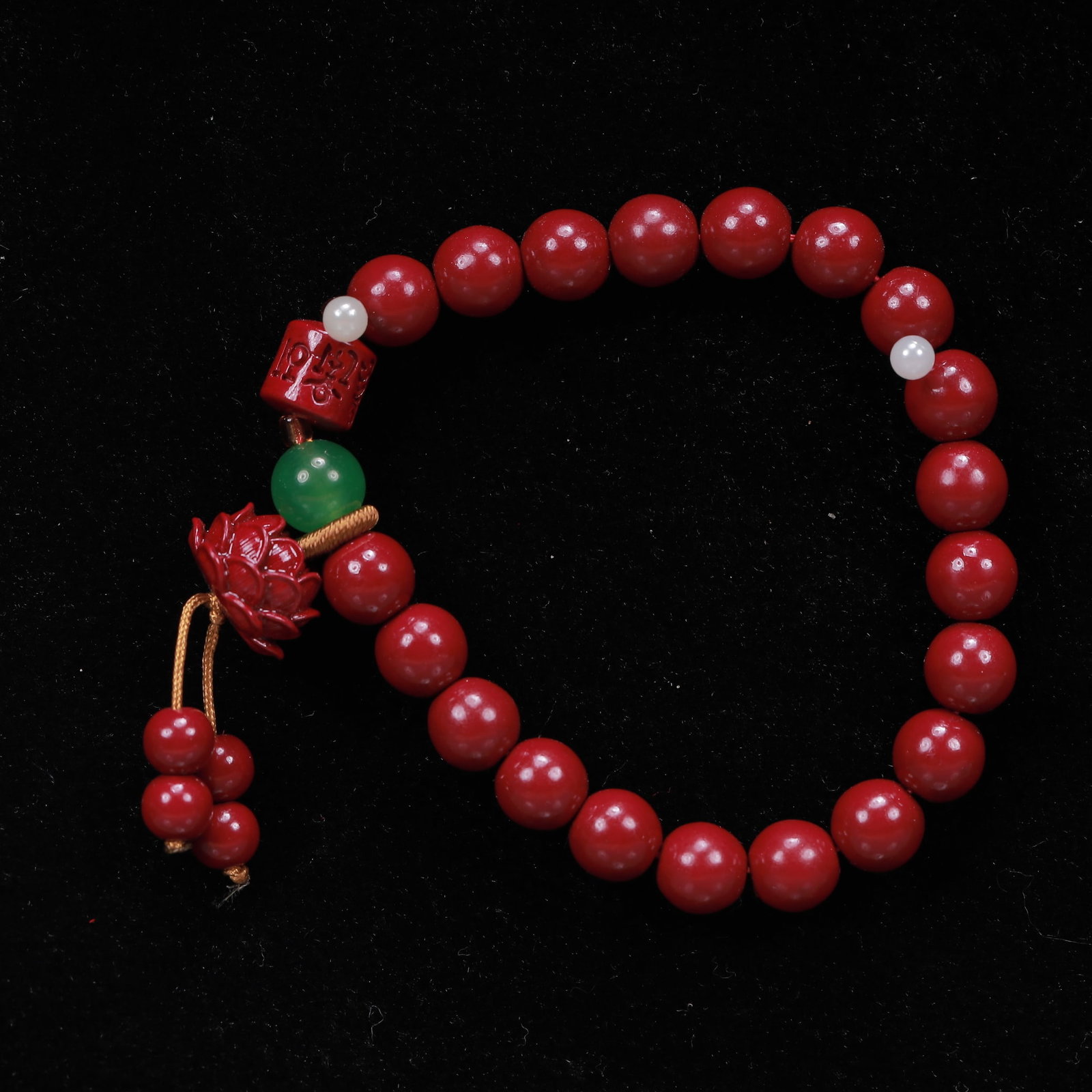 An Exquisite Cinnabar Lotus Pattern Bracelets - 5
