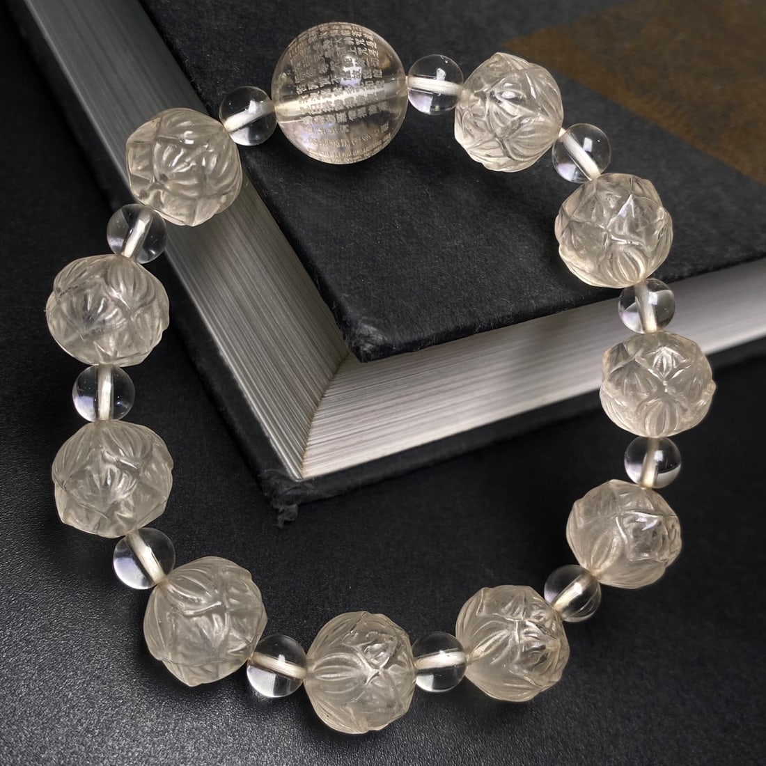 An Exquisite Crystal Lotus Pattern Bracelets,With Scriptures - 2