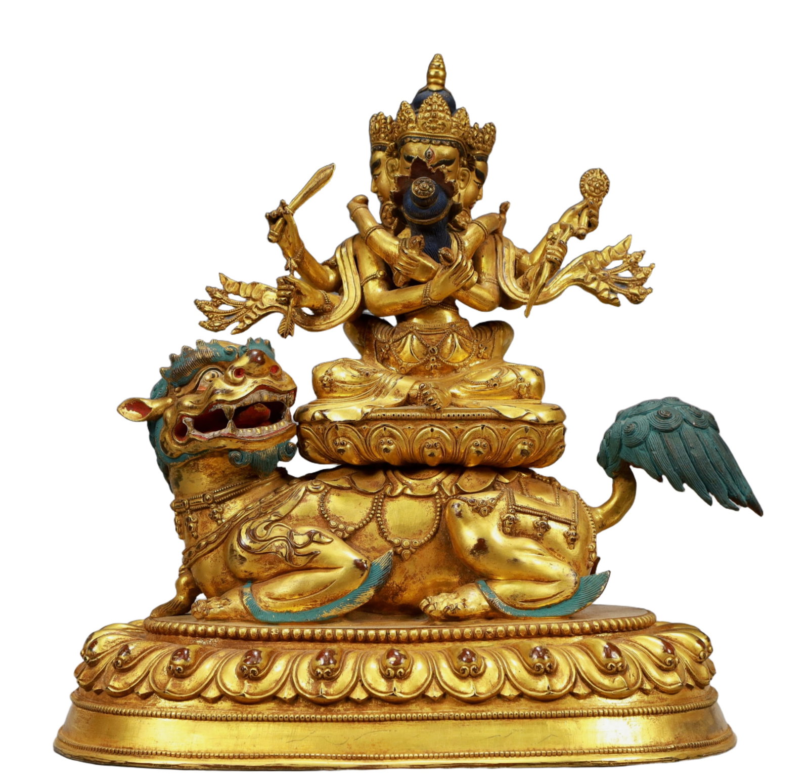 A Solemn Gilt Bronze Statue of Manjusri: A Solemn Gilt Bronze Statue of Manjusri,Ming Dynasty, China,Yongle Six-character