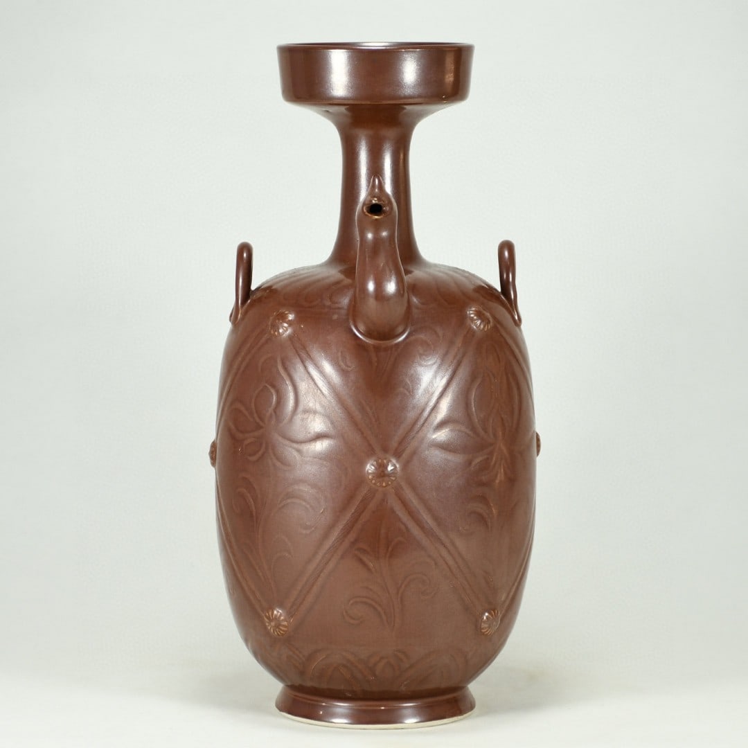 An Exquisite Brown Glaze Flower Pattern Ewer - 2