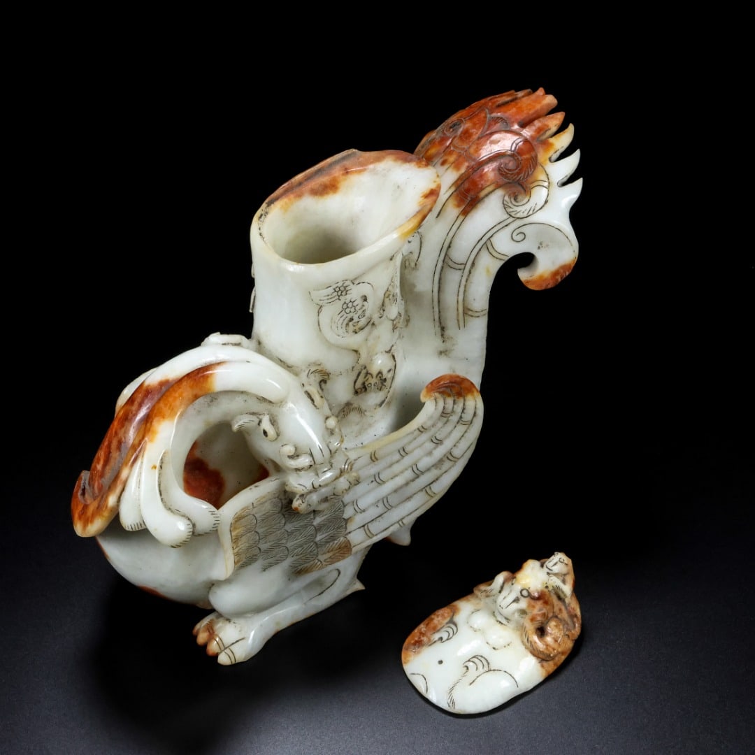 An Exquisite White Jade Dragon Pattern Goblet - 2