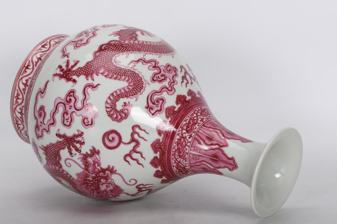 An Exquisite Enamel Ruby Red-Glazed Dragon Pattern Vase - 7