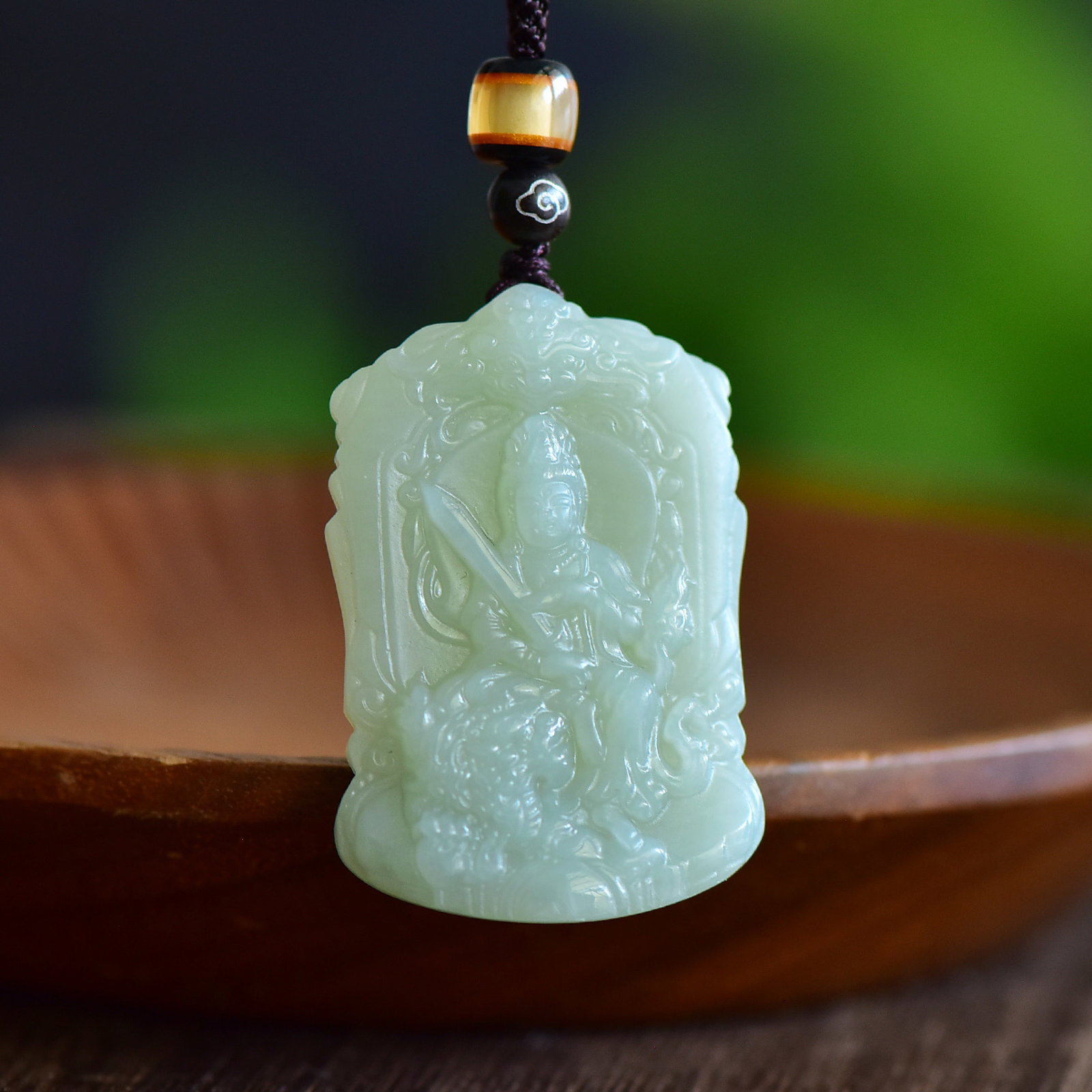 An Exquisite Greenish Jade Bodhisattva Pendant: An Exquisite Greenish Jade Bodhisattva Pendant,Size:45mmx32mm