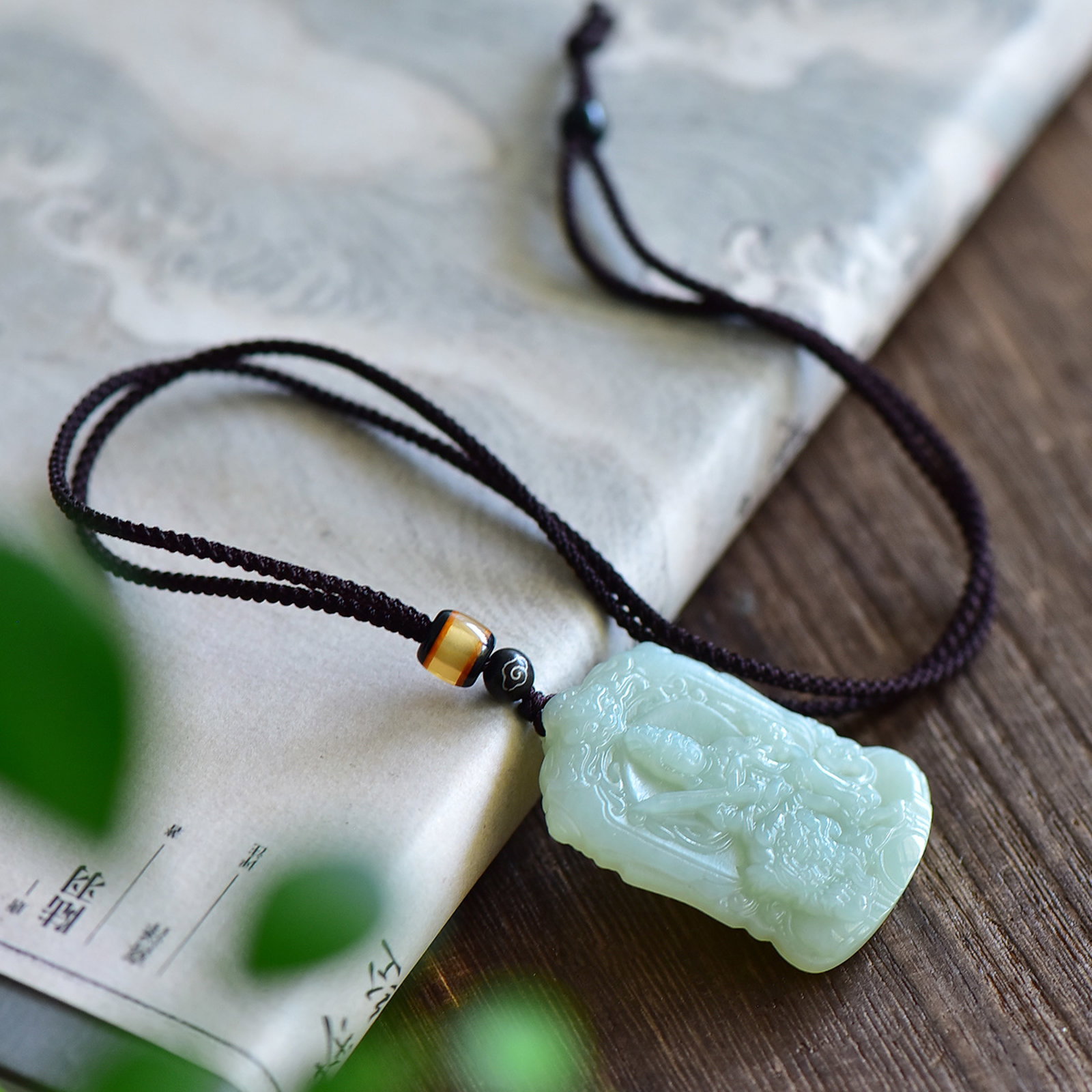 An Exquisite Greenish Jade Bodhisattva Pendant - 3