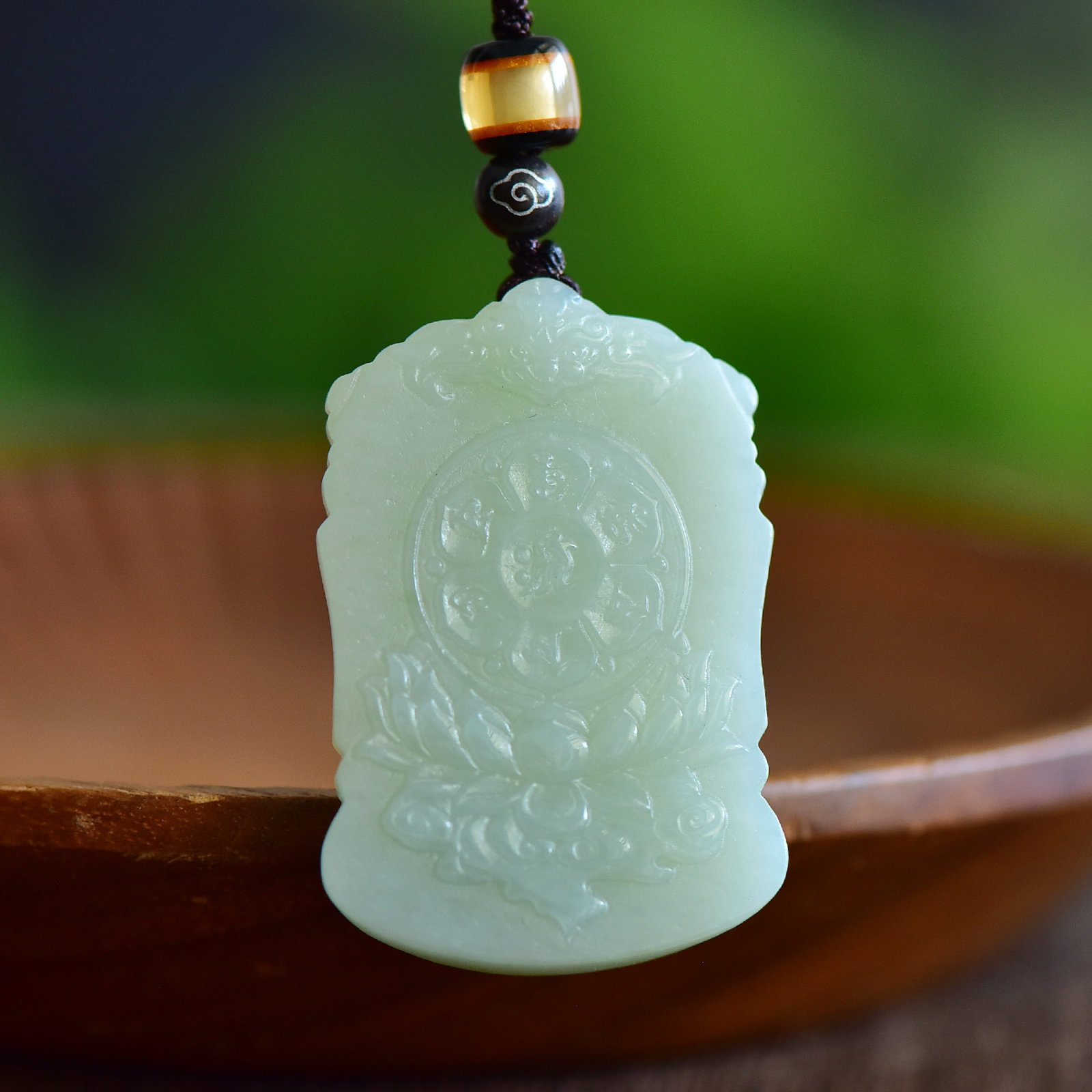 An Exquisite Greenish Jade Bodhisattva Pendant - 5