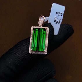 9.83Ctw Sterling Silver Inlaid Natural Tourmaline Necklace