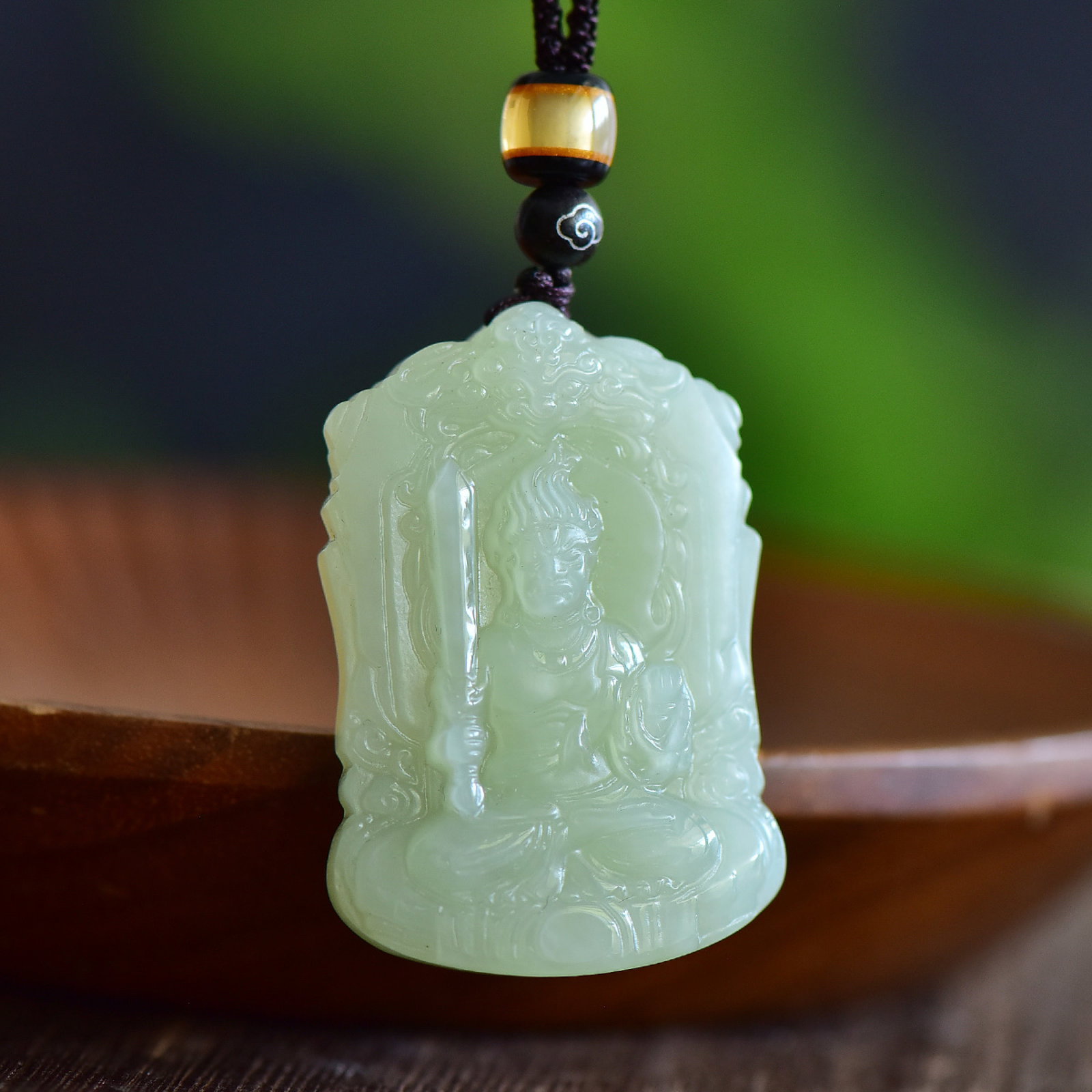 An Exquisite Greenish Jade Bodhisattva Pendant: An Exquisite Greenish Jade Bodhisattva Pendant,Size:45mmx32mm