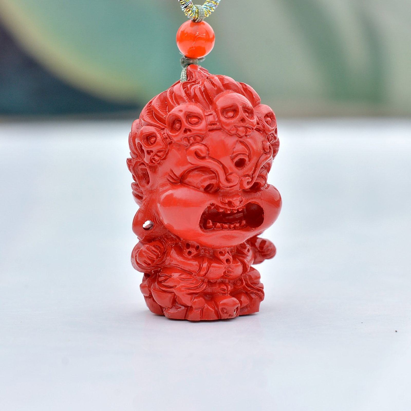 An Exquisite Cinnabar Buddha Pattern Pendant - 2