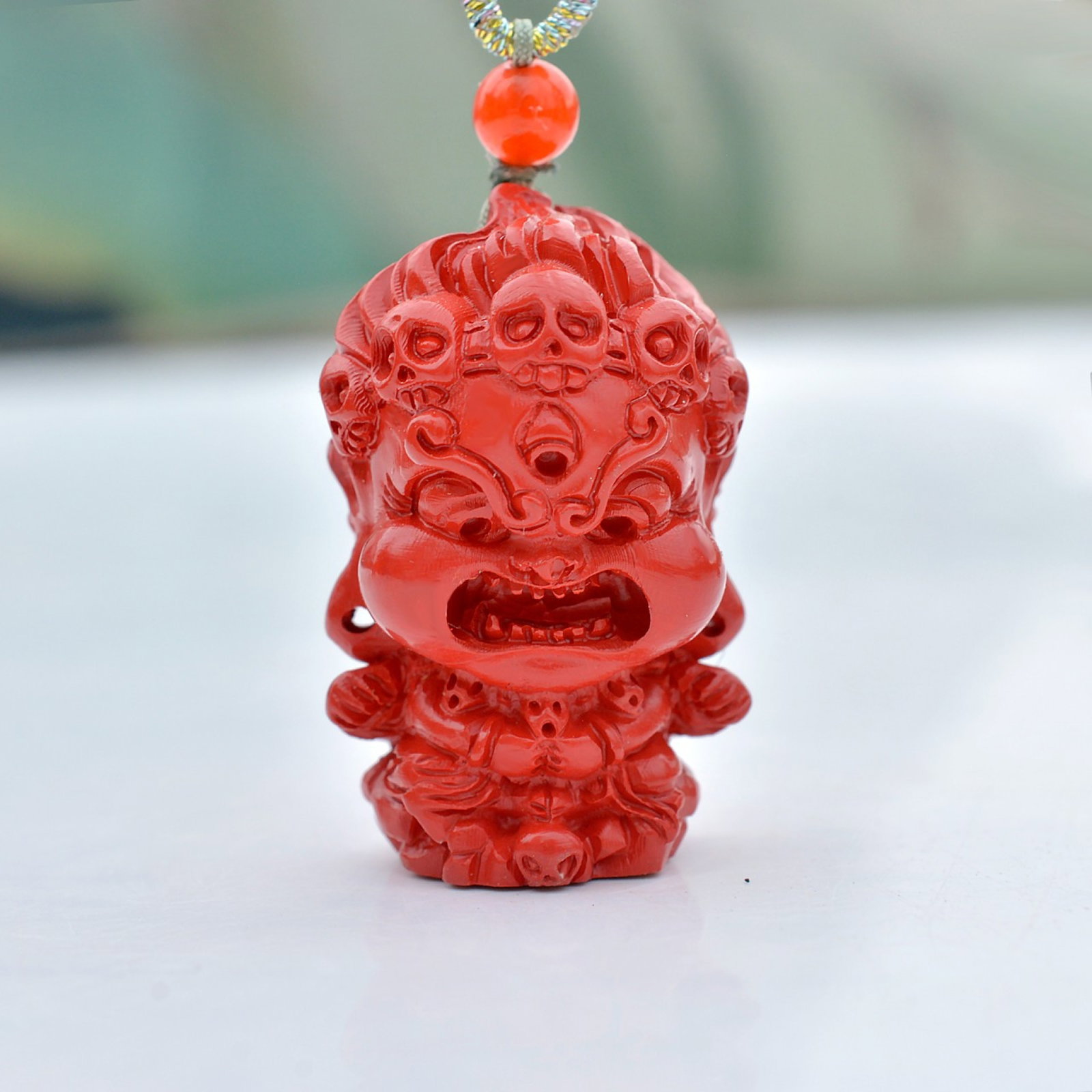 An Exquisite Cinnabar Buddha Pattern Pendant - 3