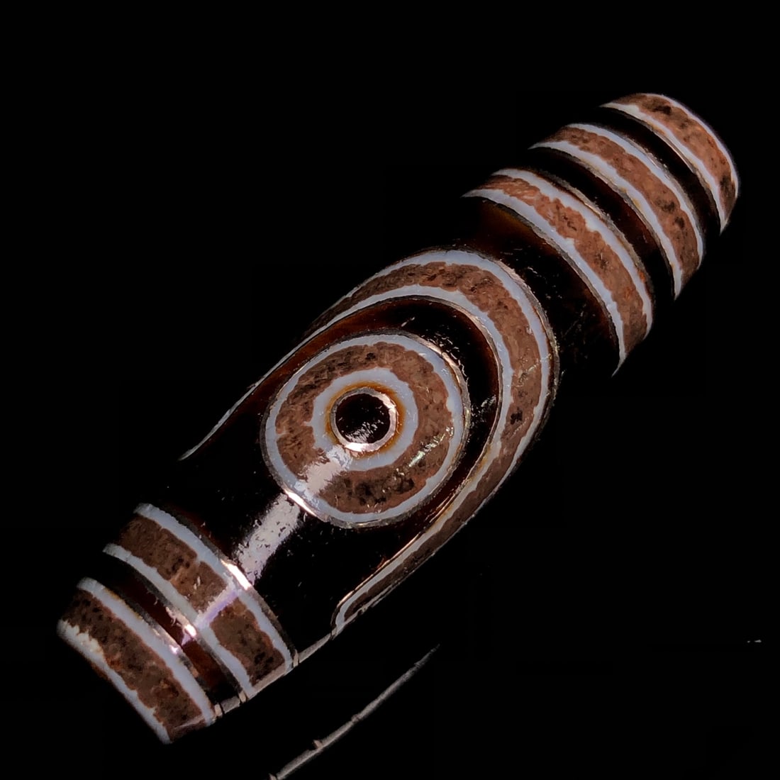 An Exquisite Two Eyes Dzi Bead Pendant - 4
