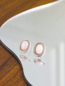 A Pair of Exquisite Sterling Silver Inlaid Shell Earrings
