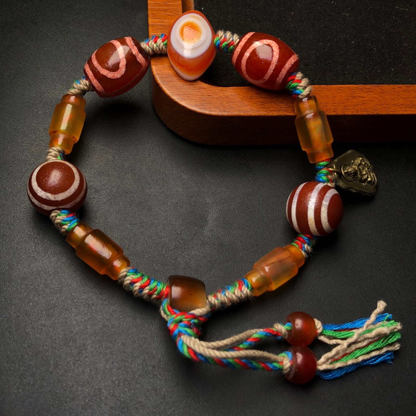 An Exquisite Inlaid Bronze Dzi Bead Bracelets - 3
