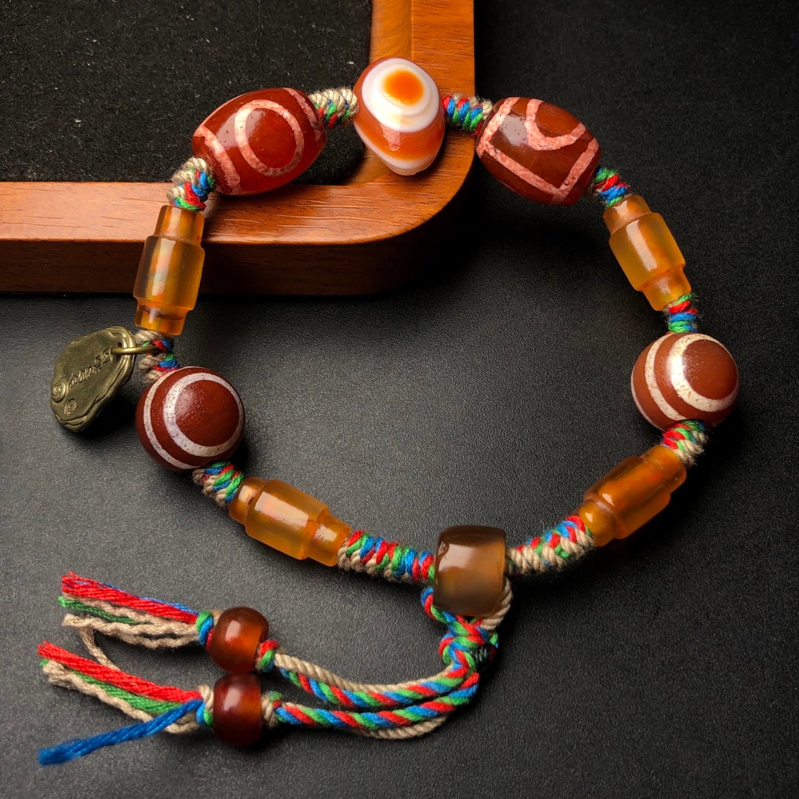 An Exquisite Inlaid Bronze Dzi Bead Bracelets - 4