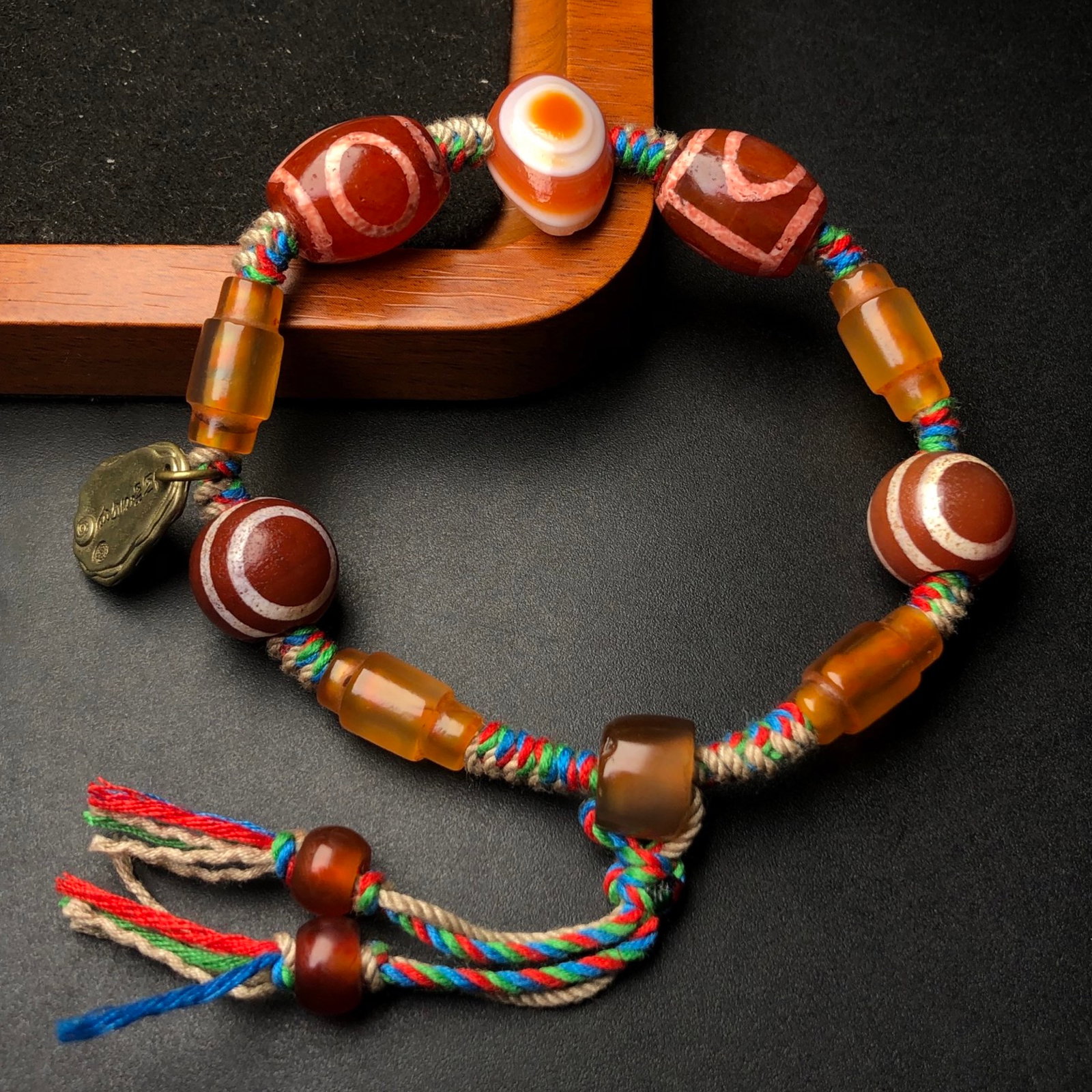 An Exquisite Inlaid Bronze Dzi Bead Bracelets - 5