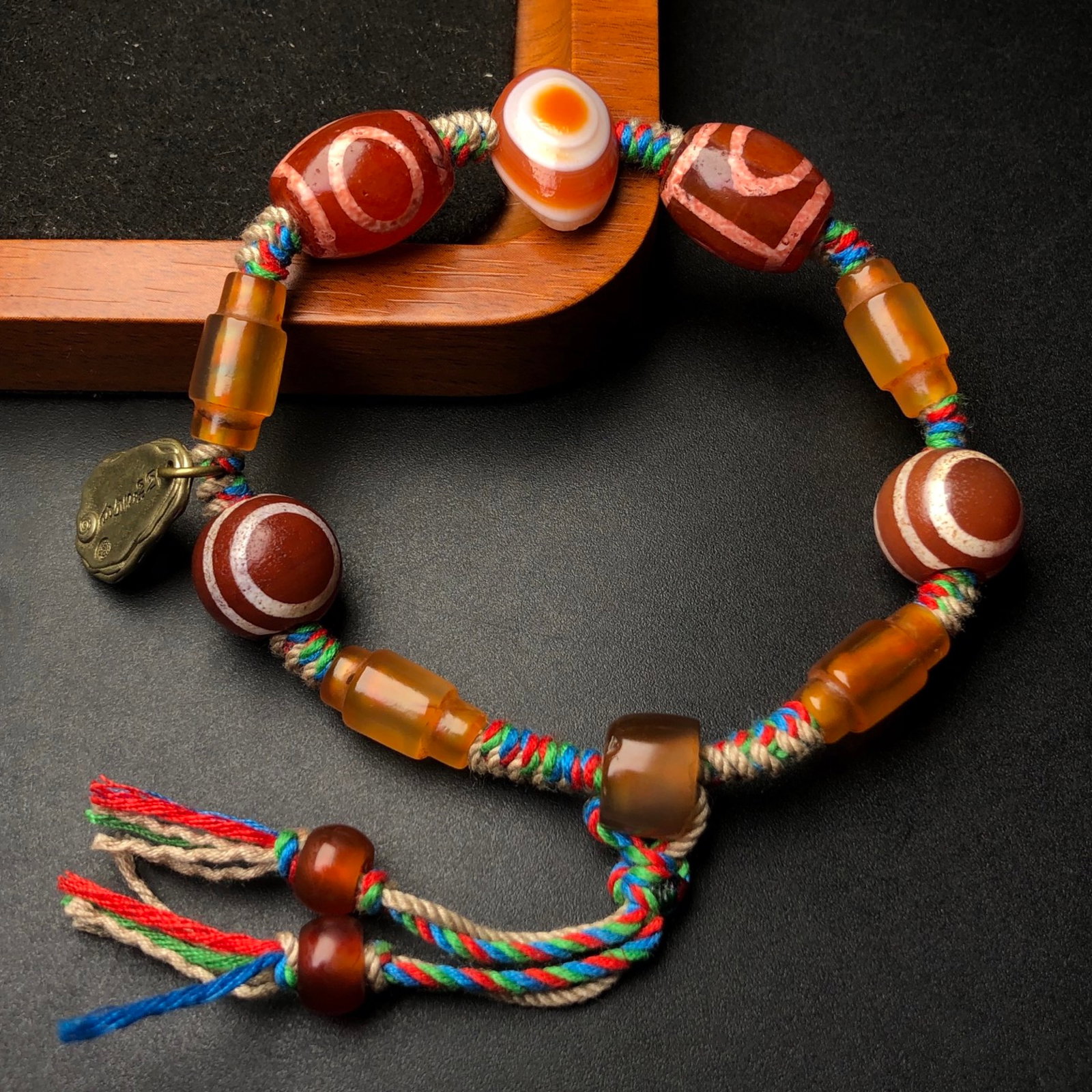 An Exquisite Inlaid Bronze Dzi Bead Bracelets - 6