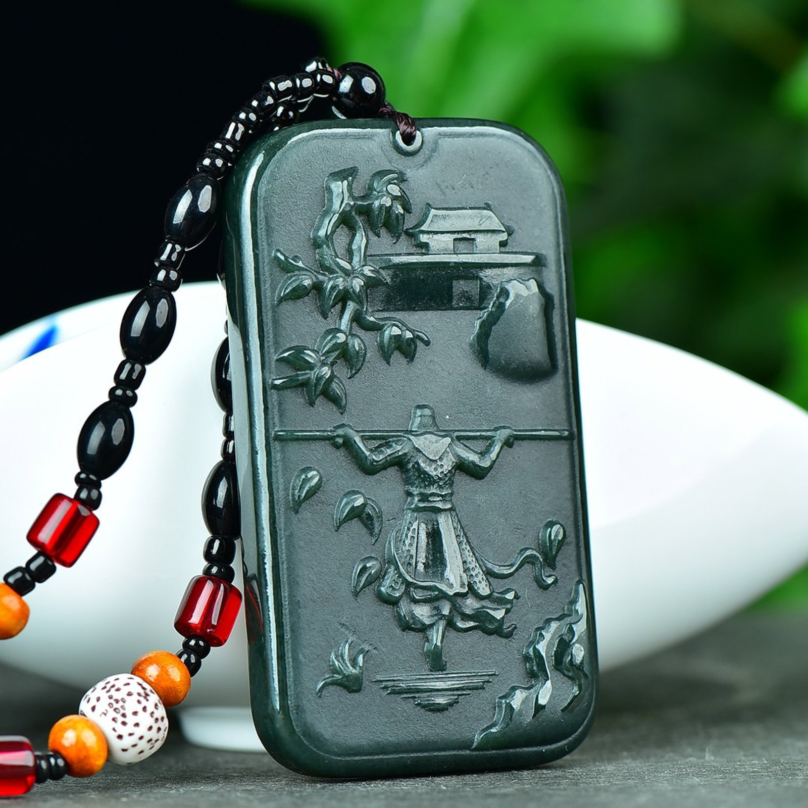 An Exquisite Sapphire Landscape and Monkey King Pattern Pendant - 2