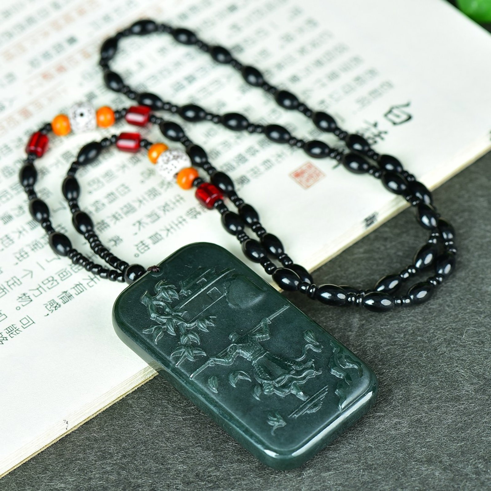 An Exquisite Sapphire Landscape and Monkey King Pattern Pendant - 5