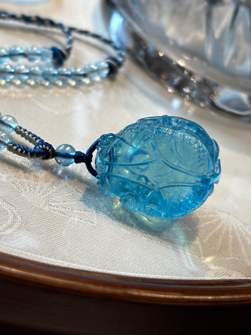 An Exquisite Aquamarine Auspicious Beast Pendant - 4