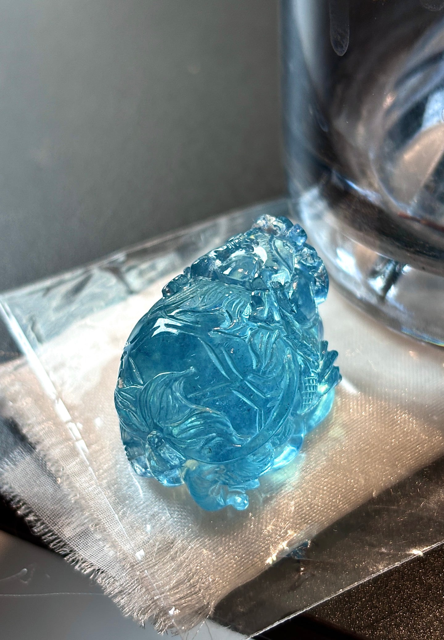 An Exquisite Aquamarine Auspicious Beast Pendant: An Exquisite Aquamarine Auspicious Beast Pendant,Size:29.2mmx23mmx18.2mm,Weight:22.5g 海蓝宝瑞兽吊坠
