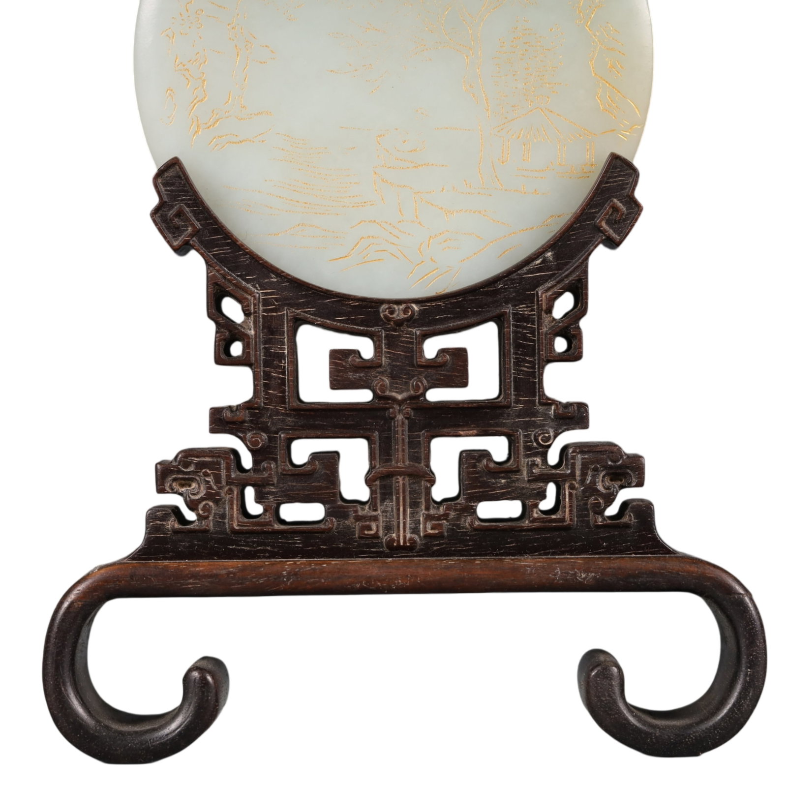 A Precious White Jade Landscape Pattern Table Screen - 3