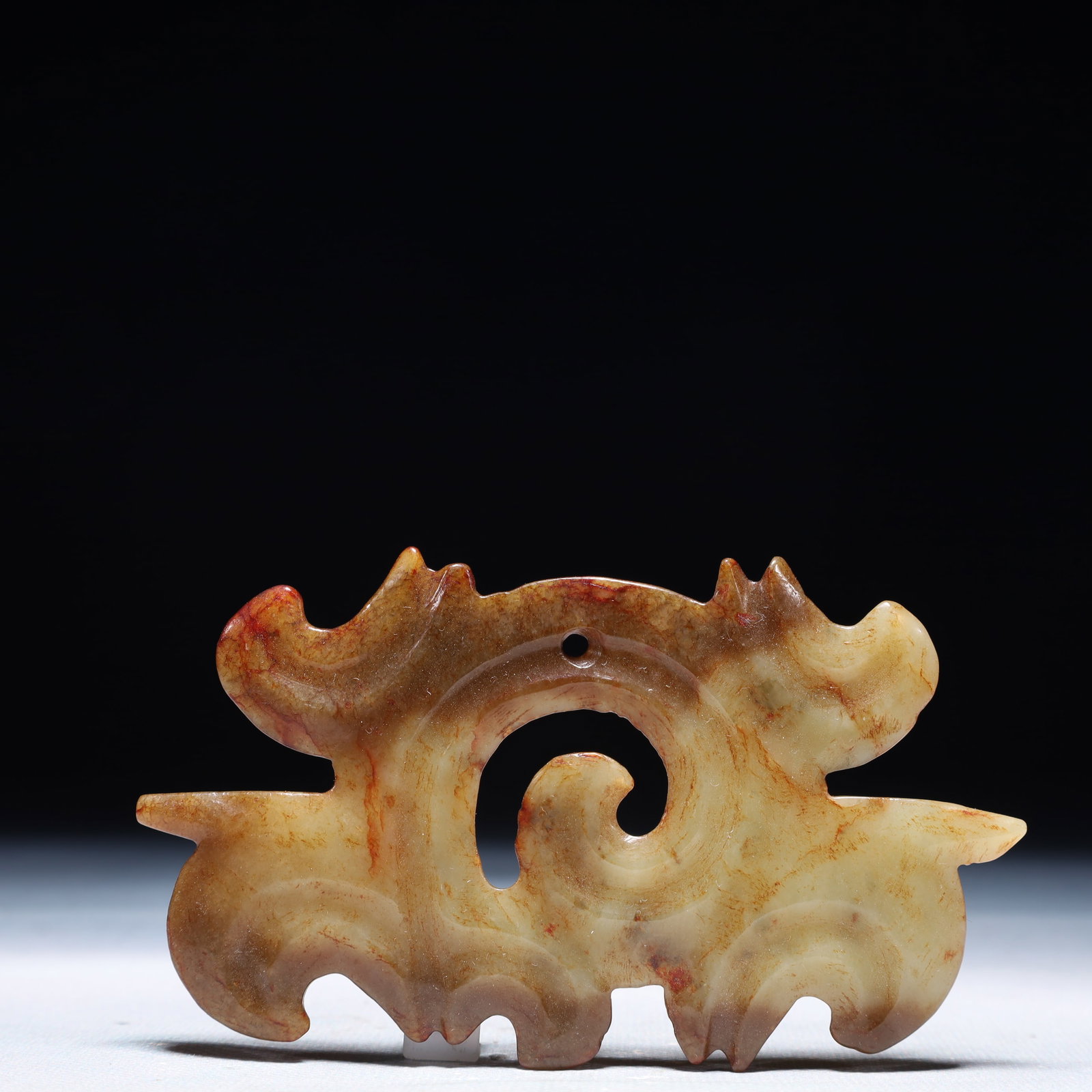 An Archaic Hongshan Culture White Jade Pendant: An Archaic Hongshan Culture White Jade Pendant,Ancient Time,China,Size:4.3inx2.6in,Weight:53.8g 红山文化白玉挂件,中国新石器