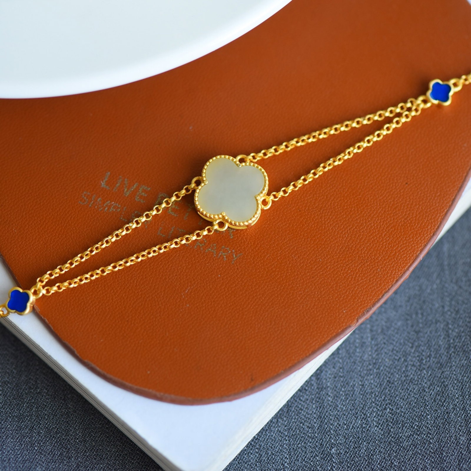 An Exquisite Sterling Silver-Gold Plated Inlaid White Jade Bracelets: An Exquisite Sterling Silver-Gold Plated Inlaid White Jade Bracelets 纯银镀金镶白玉手链