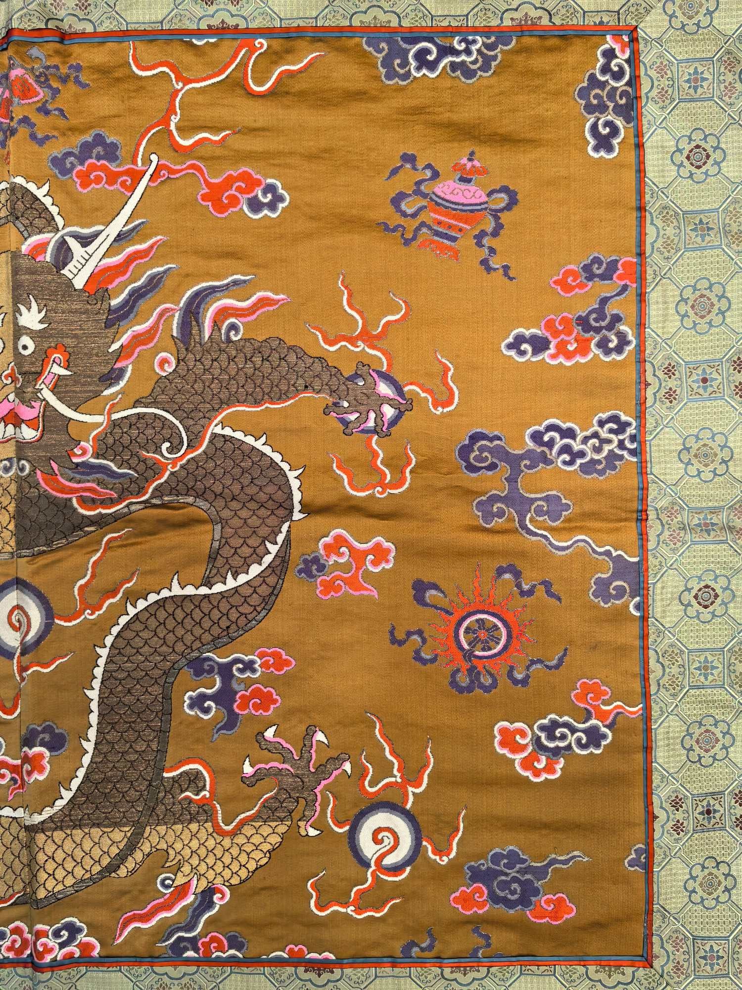 A Rare Dragon Pattern Gold Brocade - 3
