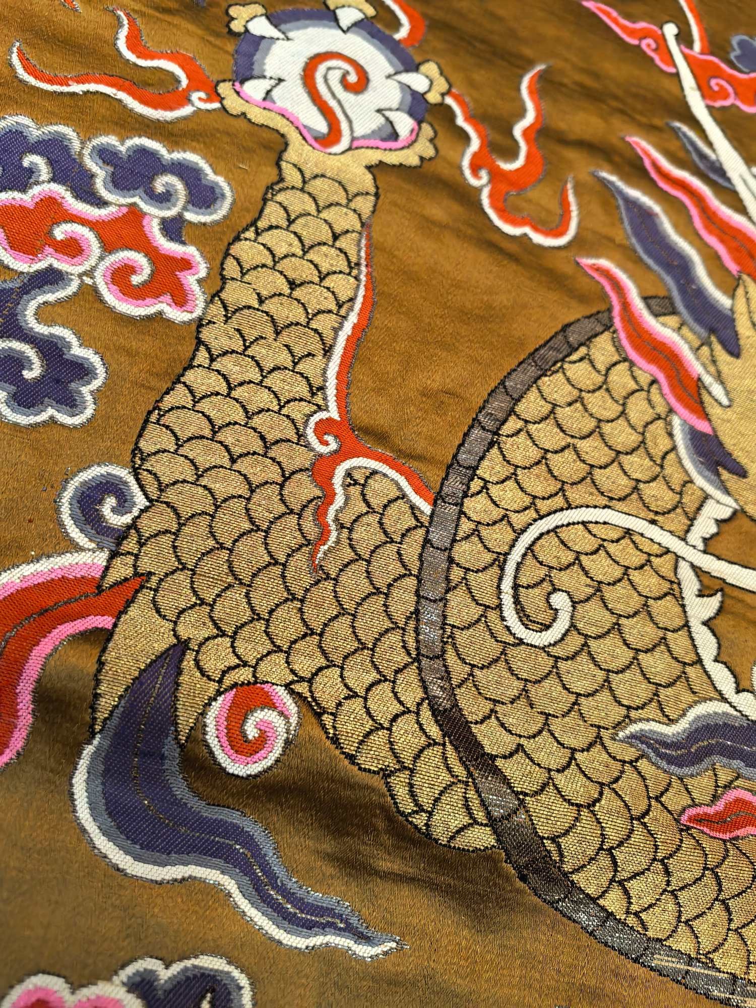A Rare Dragon Pattern Gold Brocade - 7
