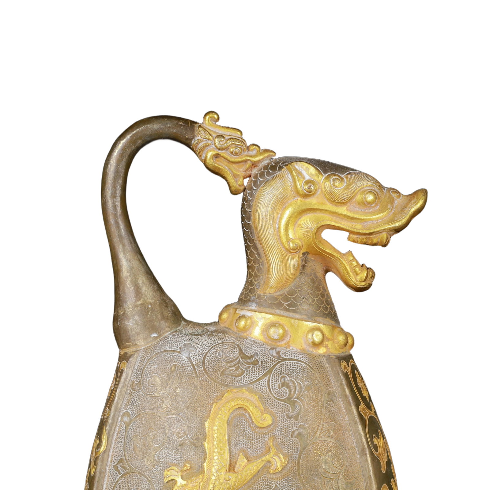 An Exquisite Gilt Silver Dragon Pattern Ewer - 2