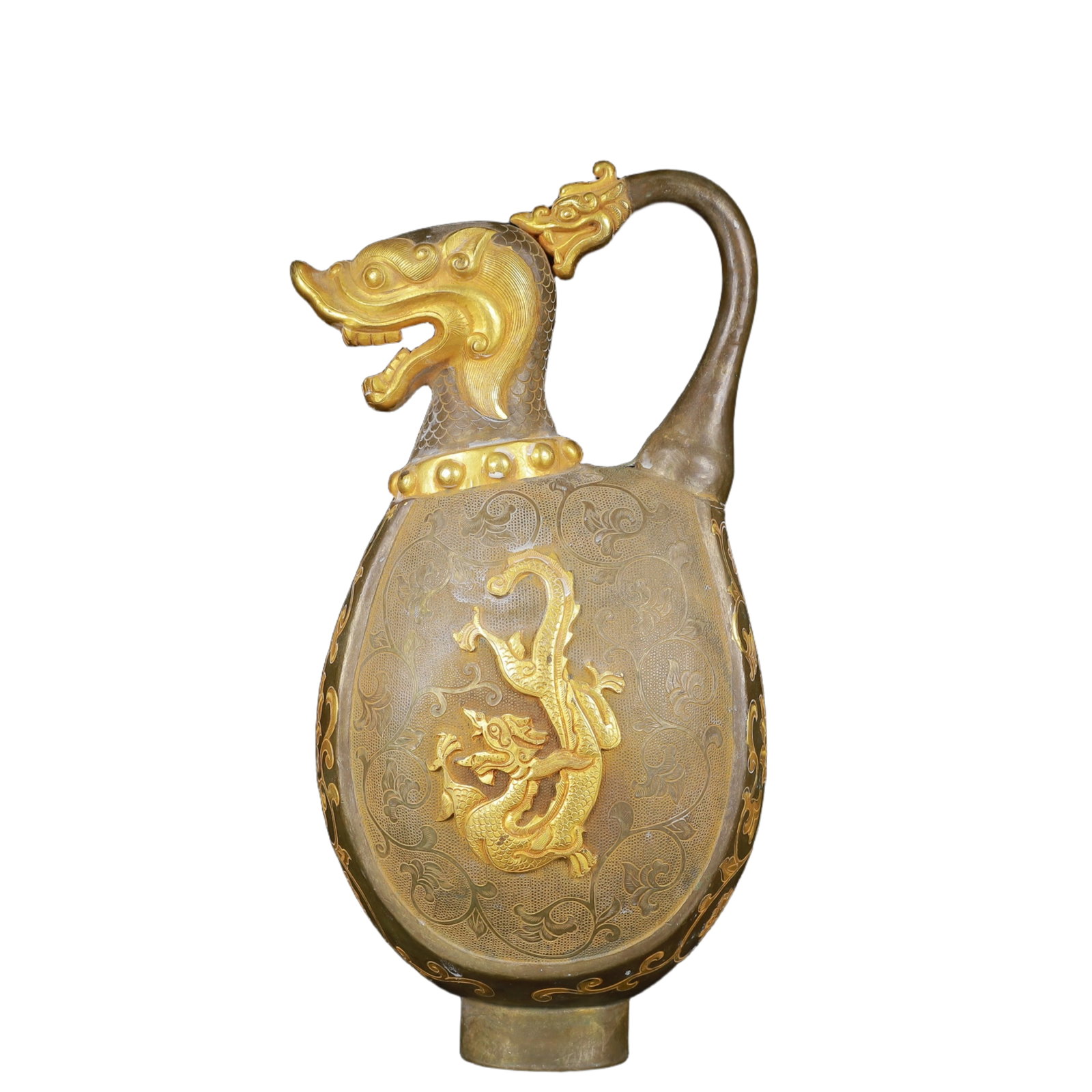 An Exquisite Gilt Silver Dragon Pattern Ewer - 7