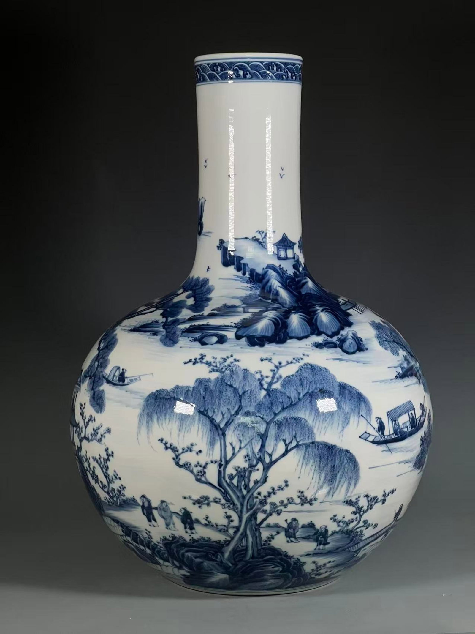 A Huge Blue and White Landscape and Figure Pattern Vase (1 of 9)
