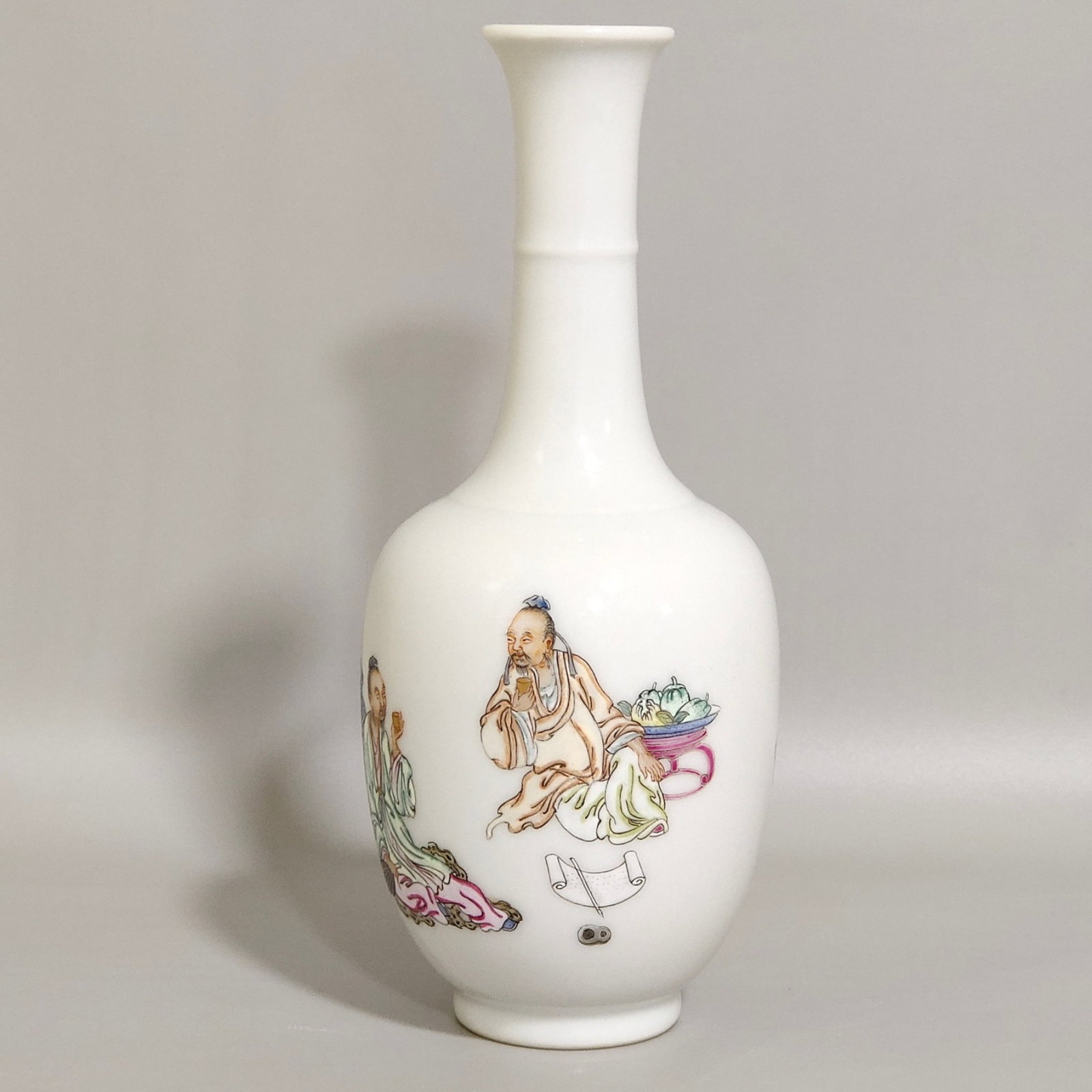 An Exquisite Famille-Rose Character and Story Pattern Vase: An Exquisite Famille-Rose Character and Story Pattern Vase,Qing Dynasty,China,Yongzheng Six-character Mark,Size:5.2inx2.2in 粉彩人物故事纹瓶,中