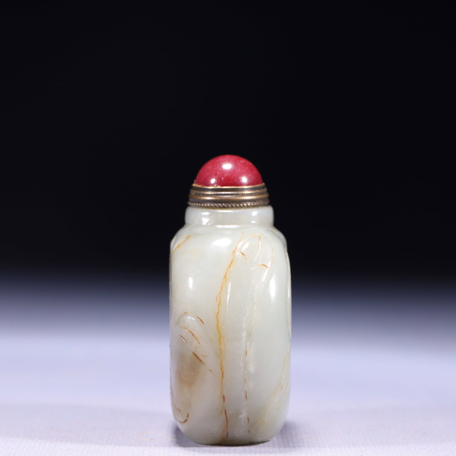 An Exquisite White Jade Fish Pattern Snuff Bottle - 7