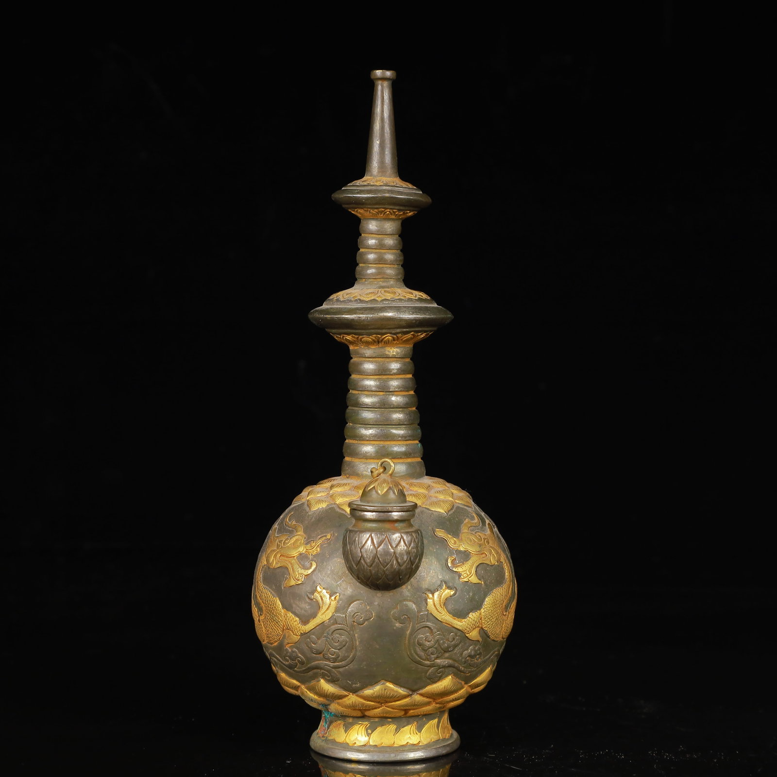 An Exquisite Gilt Silver Dragon Pattern Vase - 7