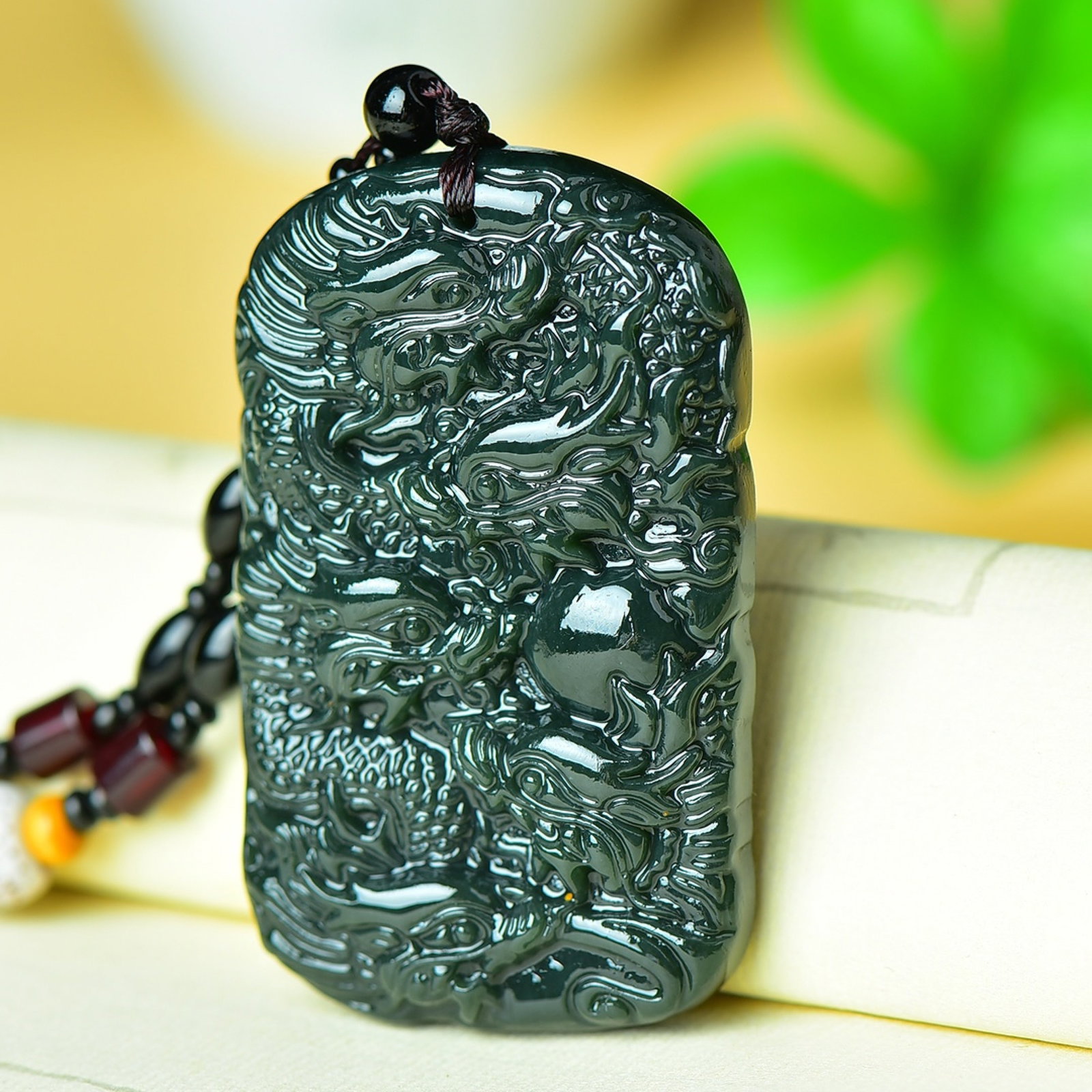 An Exquisite Jasper Dragon Pattern Pendant - 4