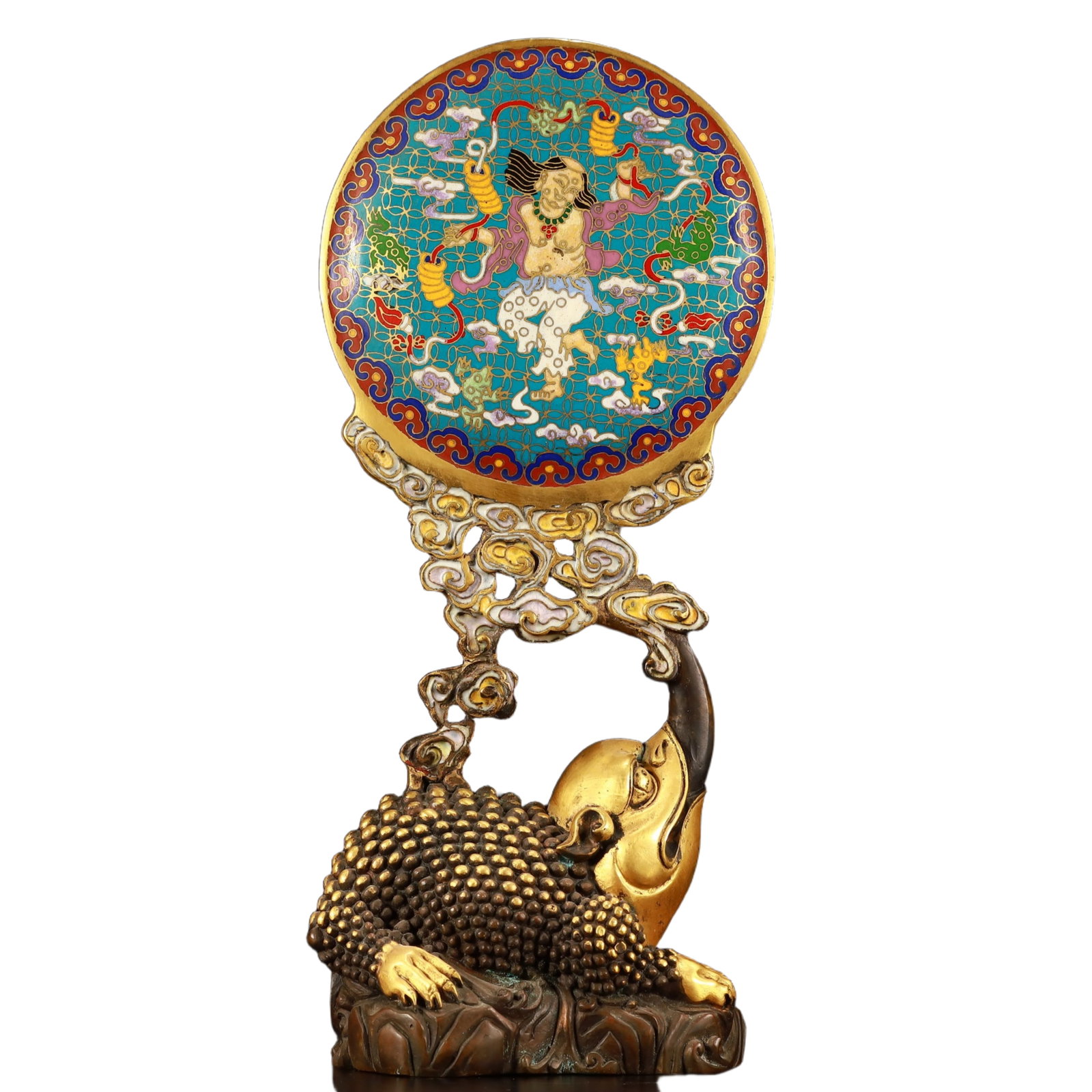 An Exquisite Cloisonne Figure Pattern Screen: An Exquisite Cloisonne Figure Pattern Screen,(A type of enamelware with metal wires separating colored glaze, originating in China),Qing Dynasty,China,Size:6.3inx3.1inx13in,Weight:2300g 景૤