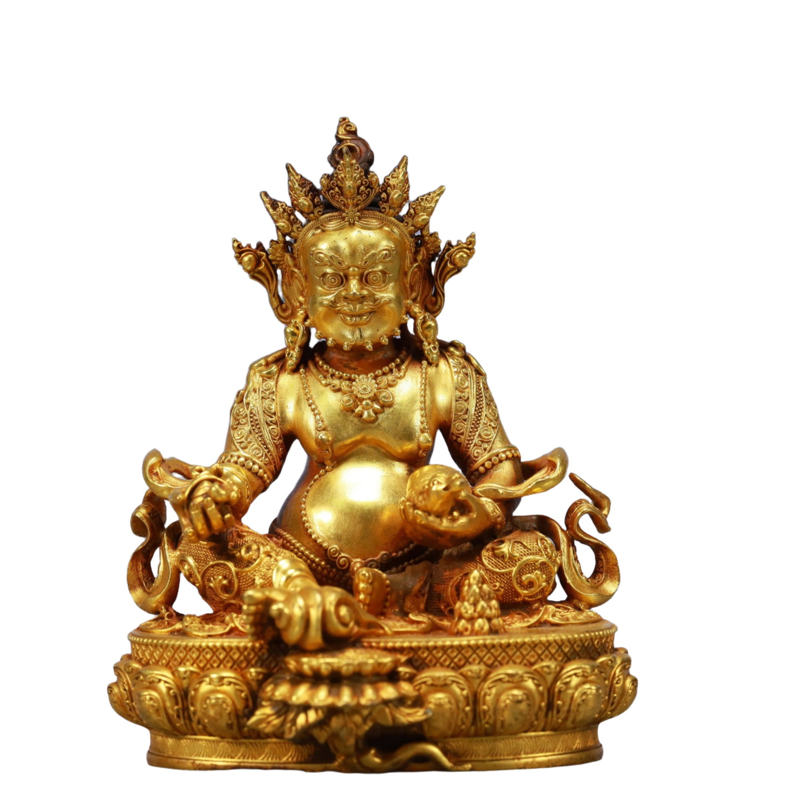A Solemn Gilt Bronze Statue of Mammon: A Solemn Gilt Bronze Statue of Mammon,Qing Dynasty, China,Size:3.1inx2.8inx3.9in,Weight:764g 铜鎏金财神像,中国清代