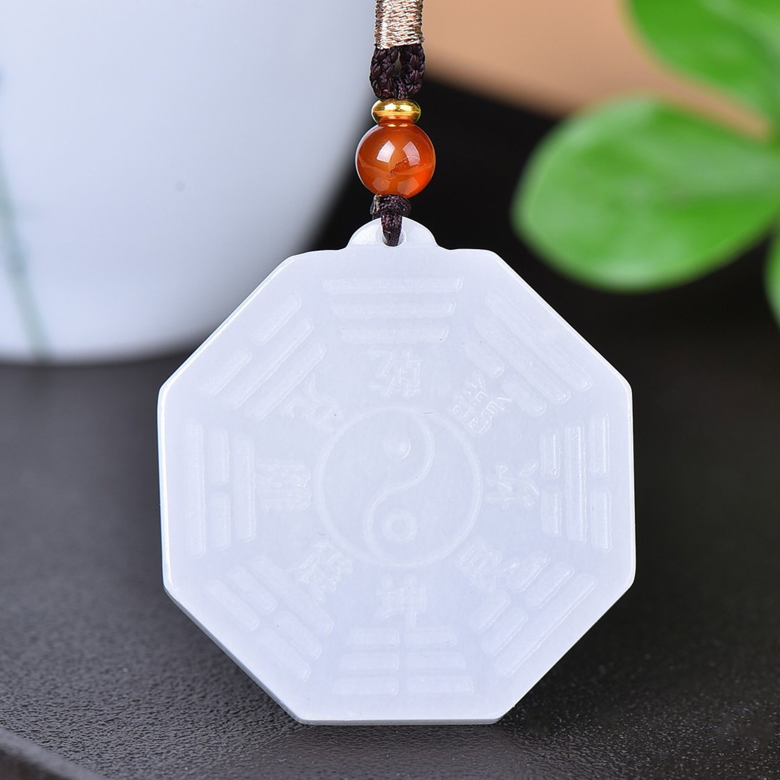An Exquisite White Jade Trigram Pattern Pendant - 2