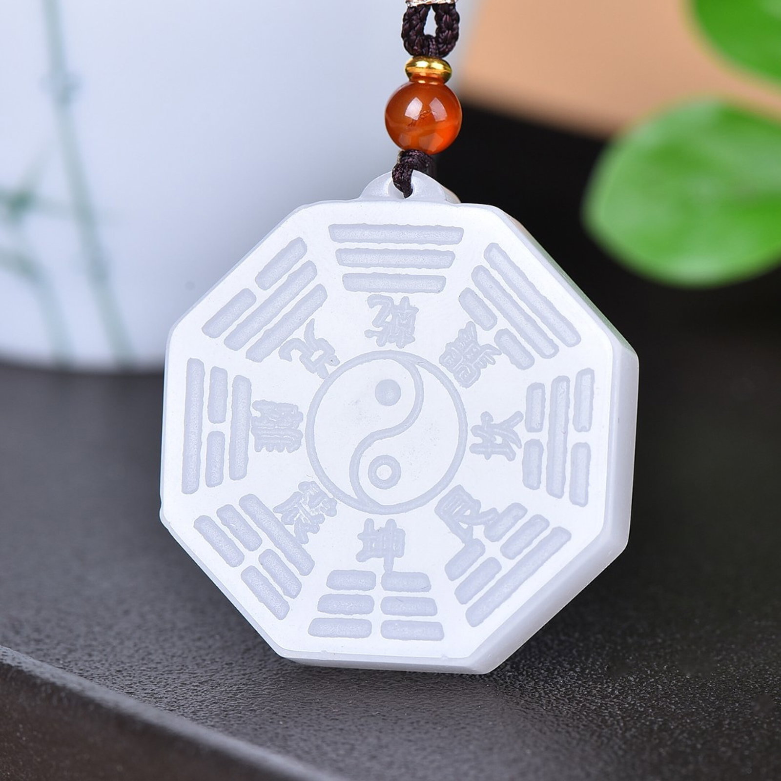 An Exquisite White Jade Trigram Pattern Pendant - 3