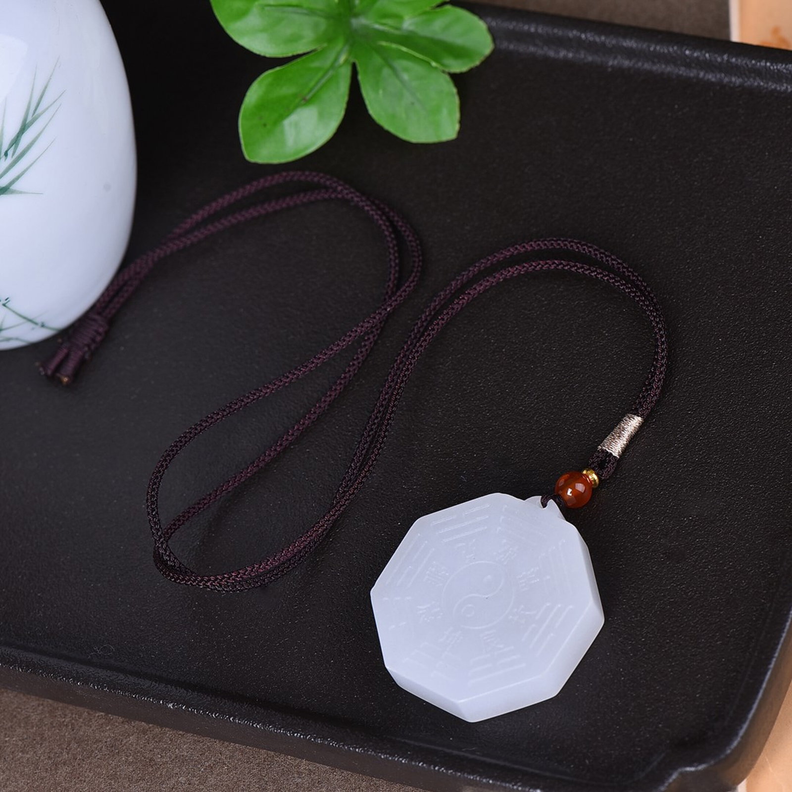 An Exquisite White Jade Trigram Pattern Pendant - 5