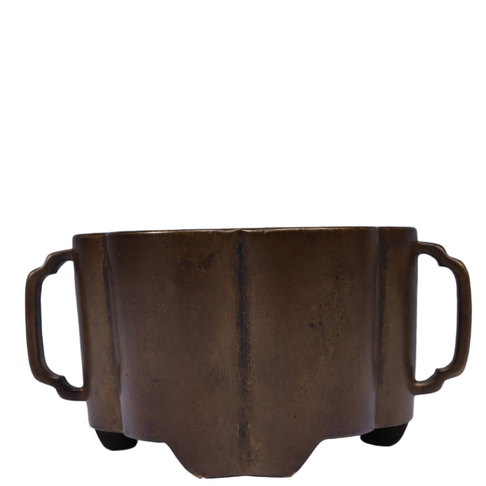 An Exquisite Bronze Double-Ears and Tripod Censer,Qing Dynasty, China,With: An Exquisite Bronze Double-Ears and Tripod Censer 铜双耳三足香炉,中国清代,带款