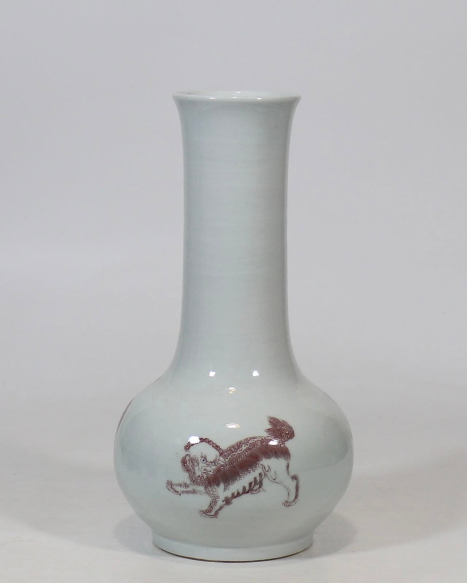 A Rare Underglaze-Red Lion Pattern Vase - 2