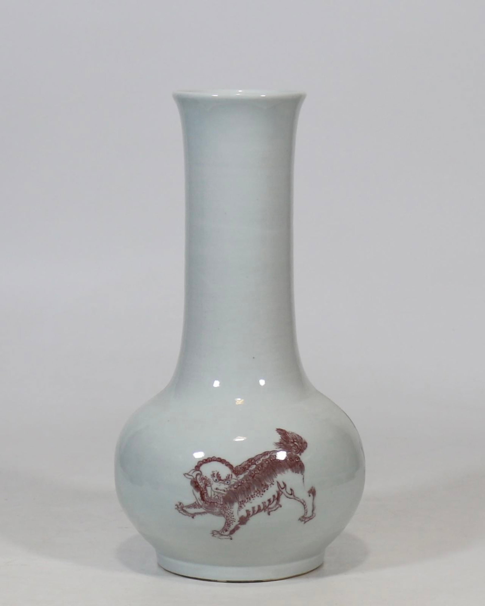 A Rare Underglaze-Red Lion Pattern Vase - 3