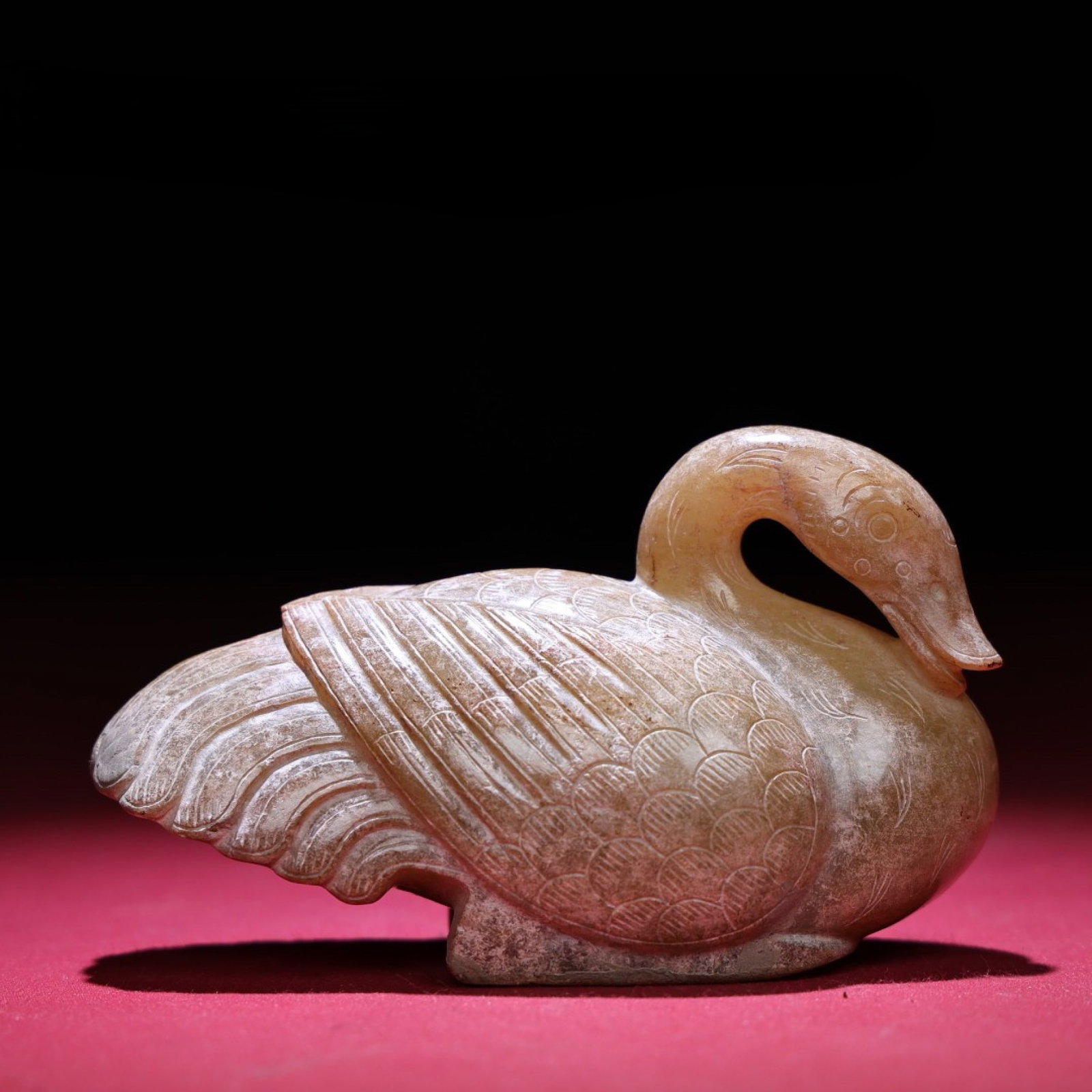 An Exquisite White Jade Goose Ornament: An Exquisite White Jade Goose Ornament,Qing Dynasty,China,Size:87mmx40mmx59mm,Weight:189g 白玉鹅摆件,中国清代