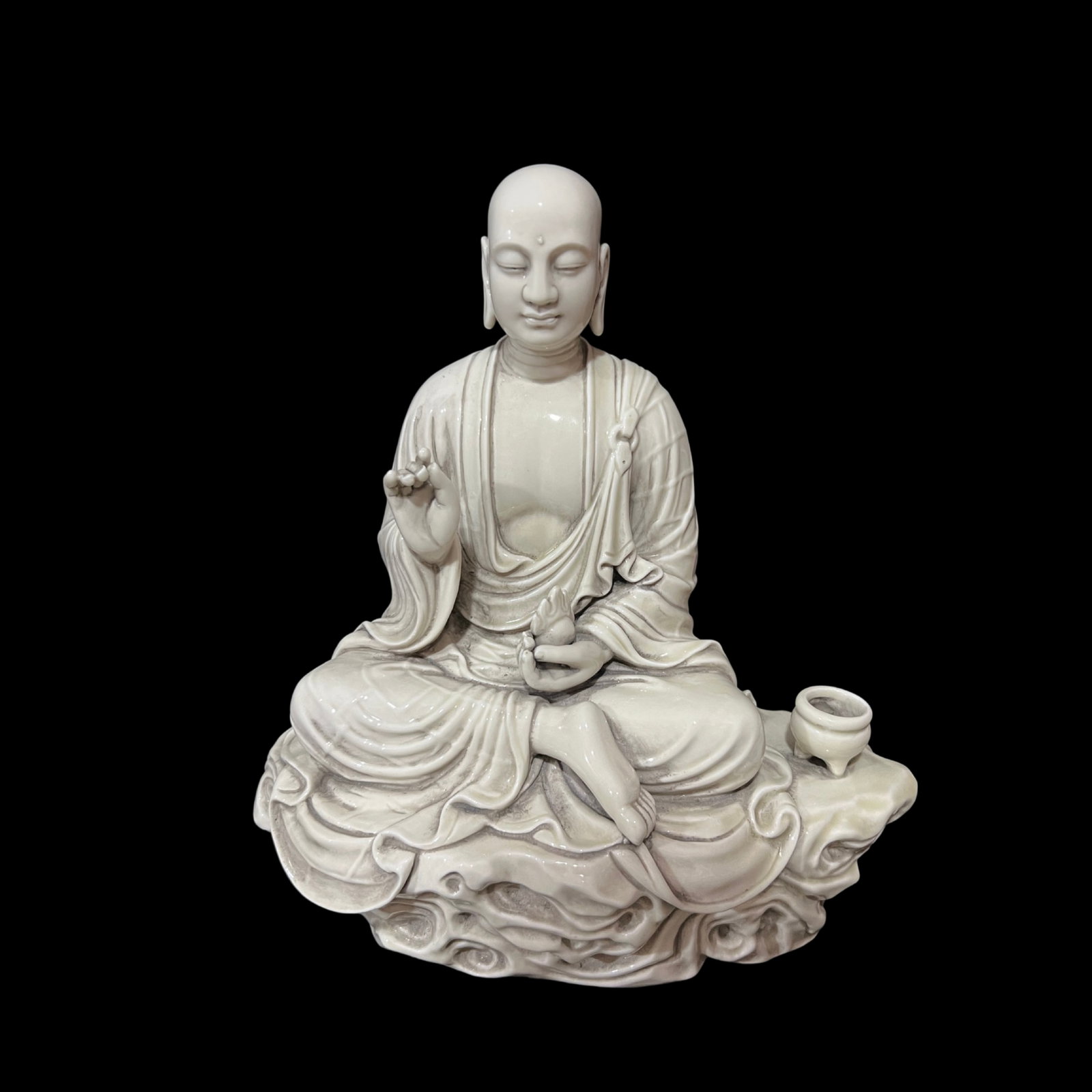 A Solemn Blance-De-Chine Statue of Kshitigarbha Bodhisattva (1 of 8)
